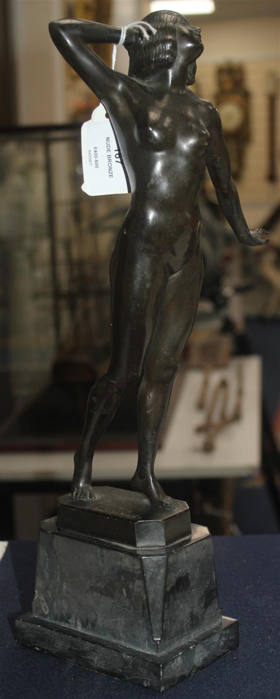 Otto Schmidt Hofer (1873-1925). A patinated bronze figure of a standing nude woman, 15.5in.